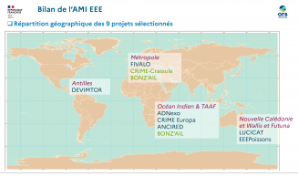 AMI-EEE-2023 / Répartition géographique des 9 projets retenus