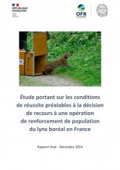 Couverture de l'étude renforcement Lynx boréal en France (OFB, 2024)