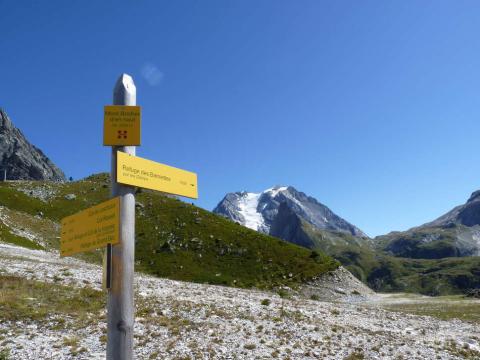 Sentiers balisés d'altitude, à 2020m dans le parc national de la Vanoise (Benjamin Guichard, OFB)
