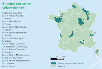 Dix bassins versants expérimentaux (Cartographie des milieux humides, MTE - DGALN, 2021)