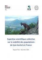Couverture de l'Expertise scientifique collective sur la viabilité des populations de lynx boréal en France (OFB, 2024)